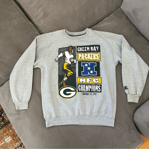 Starter Green Bay Packers NFC Champions Sweatshirt Men's Large Vintage 1997 - Picture 1 of 9